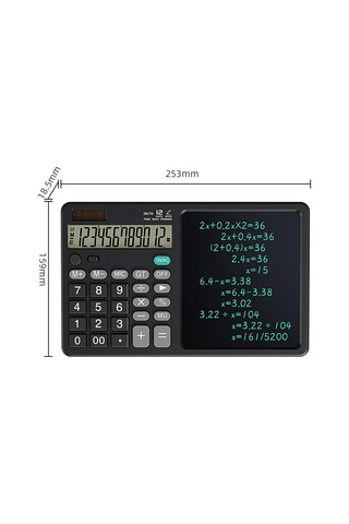 Büyük El Yazma Lcd Not Defteri İle 12 Basamaklı Masaüstü Hesap Makinesi. Ofis, Okul, Ev İçin Güneş Enerjili Stan Genel