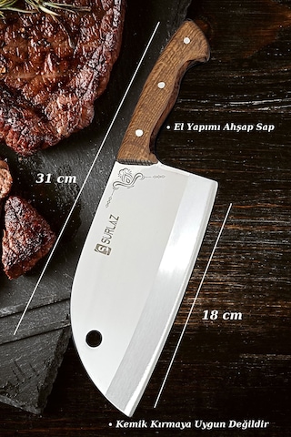 Sürlaz Şef Bıçak Set 2 Parça El Yapımı Bıçak Kamp Bıçağı Mutfak B Kahve
