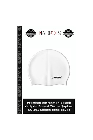 Premium Antrenman Başlığı Yetişkin Bonesi Yüzme Şapkası Sc-301 Silikon Bone Beyaz