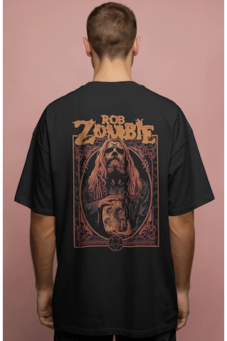 Rob Zombie Rock Metal Müzik Grubu Baskılı Unisex Oversize Premium Siyah