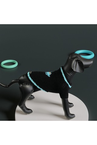 Kedi Ve Köpek İçin Dinazorlu Siyah Kazak