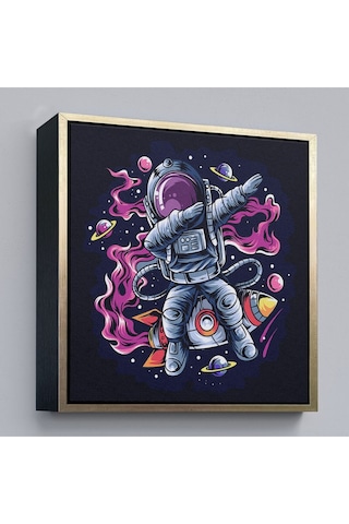 Çerçeveli Dans Eden Astronot Kanvas Tablo-5069