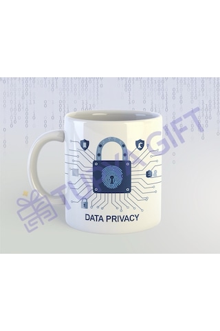 "data Privacy" Tasarımlı Teknoloji Kupası Beyaz