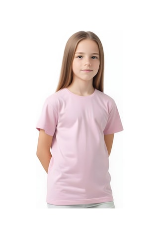 Fyk Kids Kız Çocuk Yuvarlak Yaka Penye T-shirt Pembe