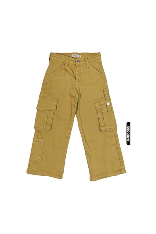 Escabel Xo Kids Kargo Cepli Kemerli Düz Paçalı Kız Çocuk Pantolon 5-14 Yaş 2413 Fıstık Yeşili