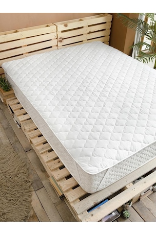 Sıvı Geçirmez Kapitone Alez 4-köşe Lastikli 180x200 Beyaz