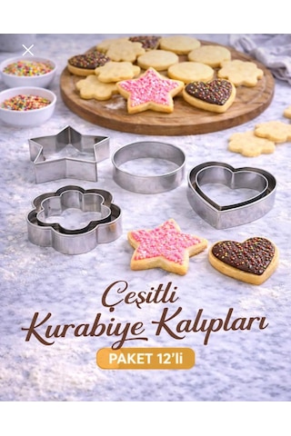 12 Parça Metal Kurabiye Kalıbı