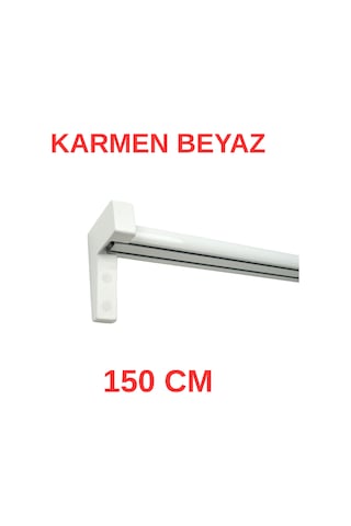 Karmen Ahşap Başlıklı İki Kanallı Dekoratif Ray Beyaz 150 Cm Beyaz