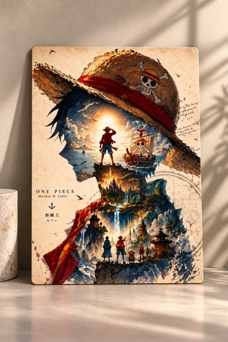 Dekoratif Luffy Metal Tablo Modern Duvar Dekorasyonu Anime Çok Renkli