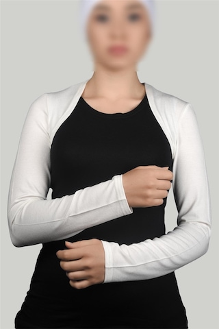 Altobeh Uzun Kollu Kadın Tesettür İçe Giyilen Bolero - Ekru Çok Renkli