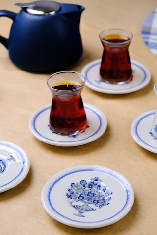 Tabak Evi Fulya Antik Çay Bardak Takımı 6 Kişilik 12 Parça Çok Renkli