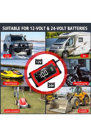 Araç Akü Şarj Cihazı, 12 V, 6 A Ve 24 V, Kükürtünleştirici Akıllı Lcd Pil Şarj Cihazı Sıcaklık Telafisi İl