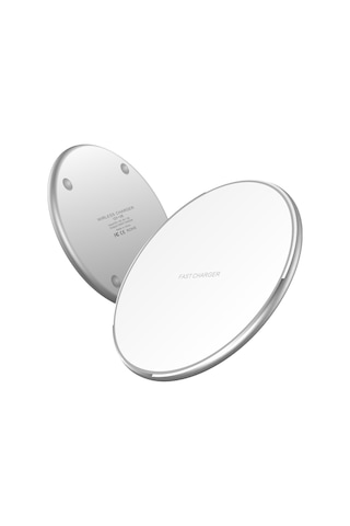 Qingmipy Alüminyum Gümüş 10w Hızlı Şarj, Kablosuz Masaüstü Şarj Cihazı, Led Gösterge, 8mm Kılıf Geçirgen, Çoklu Güvenlik Koruma