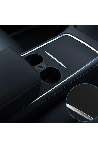 Tesla Model Y / Model 3 Orta Konsol Parlak Siyah Kaplama 2 Li Set