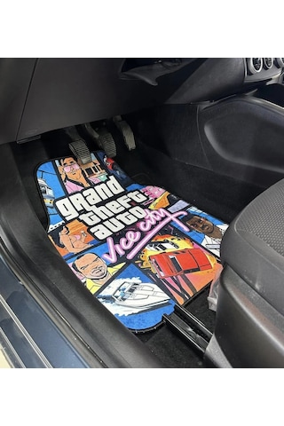 Vice City Desen Kaymaz Taban Dekoratif Oto Halı Paspas Üniversal Yıkanabilir Her Anahtarlık l