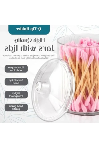 Kapaklı Şeffaf Plastik Qtip Tutucu: 4'lü Set İle Banyo Ve Makyaj Düzenleyici 100