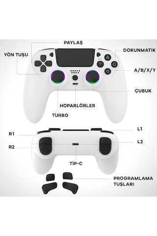 Ps-4 Oyun Kumandası Ps-4/slim/pro/pc /rgb-led/ext/audio Jakı