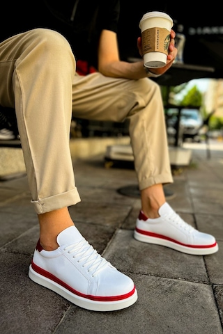 Northal Mn979 - Santoni Gbt Spor Erkek Ayakkabı Beyaz/kırmızı Beyaz - Kırmızı
