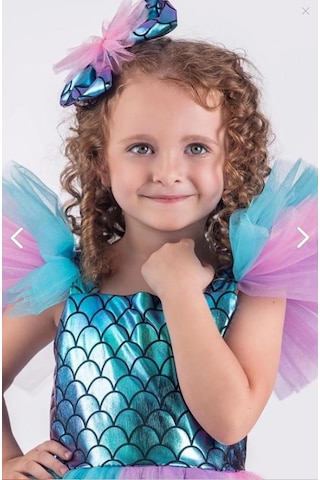 Kız Çocuk Deniz Kızı Abiye Kostüm Uzun Tül Elbise 3705 Mavi