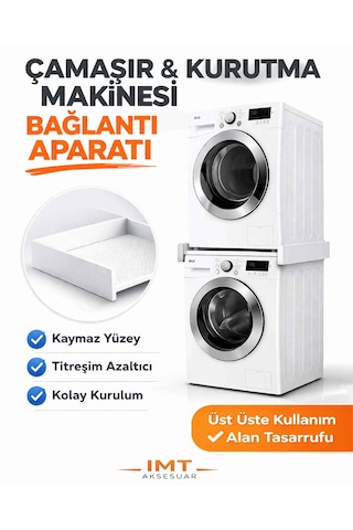 İmt Aksesuar Çamaşır Makinesi Dolabı Çamaşır Ve Kurutma Makinesi Üst Üste Sabitleme Bağlantı Aparatı Beyaz