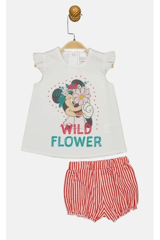 Minnie Mouse Lisanslı Pamuk Beyaz Kız Bebek Alt Üst Takım Mn17461 Beyaz