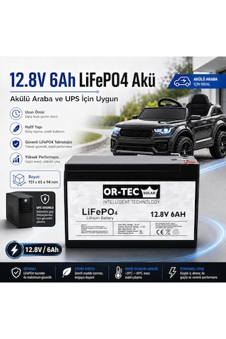 Or-tec 12.8v 6ah Lifepo4 Akülü Araba - Ups Aküsü
