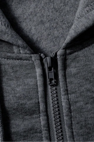 Cool Tarz Unisex Relax Fit Rahat Kesim Pamuklu İçi Polarlı Çift Cepli Fermuarlı Füme Kapüşonlu Sweatshirt Füme Füme