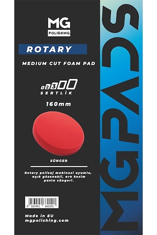 Mg Pads Rotary Ara Kesim İnce Pasta Süngeri Kırmızı - 160 Mm