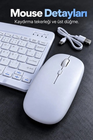 Kargo Kablosuz Klavye Mouse Seti Beyaz Türkçe Q Najmaddin