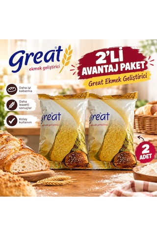 Ekmek Geliştirici 2'li Avantaj Paket Ekmek, Hamburger, Bazlama, Simit Ve Poğaça İçin 200 Gr