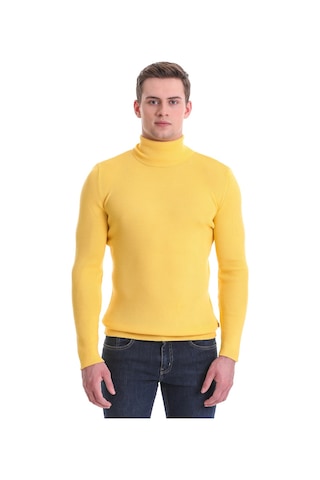 Hatemoğlu Sarı Slim Fit Fitilli Balıkçı Yaka Yünlü Triko Kazak 34232023a01 Sarı