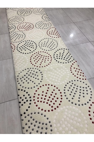 Saray Halı Samyeli 10941 Wk 80X300 Krem Kırmızı Gri Yolluk !