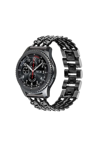 Galaxy Watch 46mm 22mm Uyumlu Krd-17 Metal Zore Kordon-siyah
