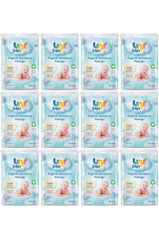 Uni Baby Bebek Temizleme Pamuğu 60 Adet Tekli Pk 12 Li Set 12'li Set