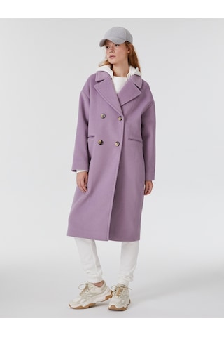 Oversize Kadın Kaban Lila