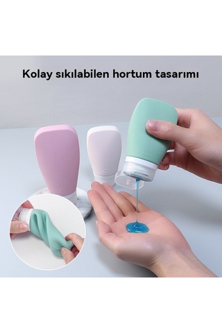 Silikon Seyahat Dağıtım Şişesi Seti-90ml 4'lü Set