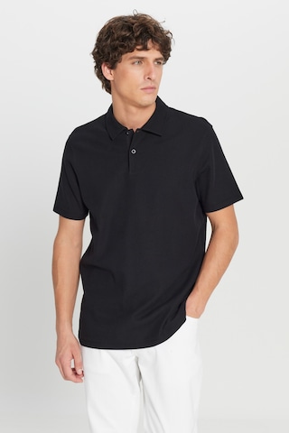 AC&Co / Altınyıldız Classics Erkek Sıyah %100 Pamuk Slim Fit Dar Kesim Polo Yaka Jakarlı Triko Tişört SIYAH