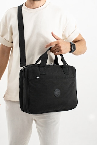 Sanmorris Unisex Krinkıl Siyah Renkli Suya Dayanıklı Laptop Bölmeli Çapraz-el Askılı Evrak Ve Laptop Çantası Siyah