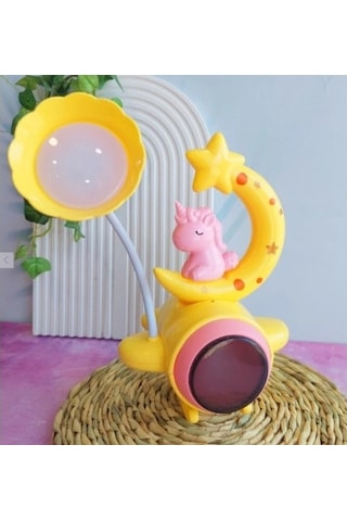Mey İthalat Çocuk Odası Ay Ve Unicorn Desenli Gece Lambası Çok Renkli