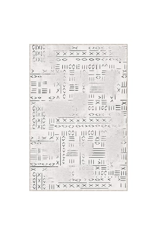 Kırık Beyaz Yıkanabilir Kaymaz Yolluk, 100x380 Cm Ölçüsü 609 Gri