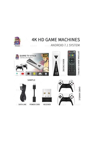 Y5 64gb Android Dual Pad 4k Game Stick - Beyaz