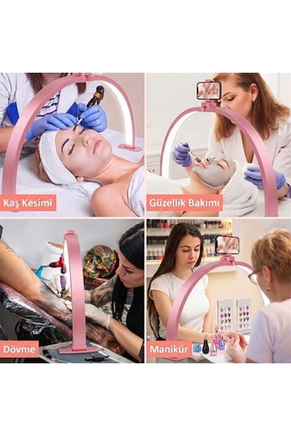 Trled F-700a 70cm Pembe Katlanabilir Masaüstü Manikür Ve Protez Tırnak Lambası Beyaz - Beyaz Işık
