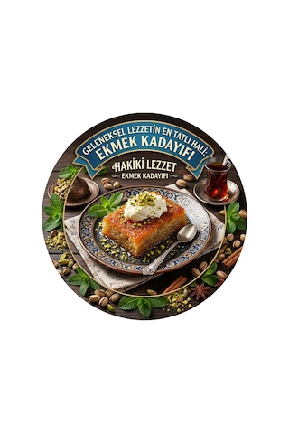 Ekmek Kadayıfı Temalı Tatlıcılar Pastaneler Restoranlar İçin Ahşap Duvar Kapı Dekoratif Süs Tablo 4