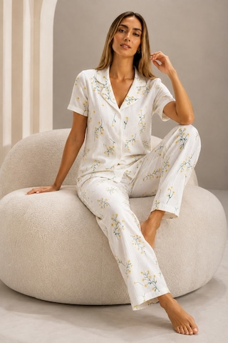 Womanandkids Night Çok Renkli Kadın Kısa Kollu Rahat Kalıp Şık Pijama Takımı