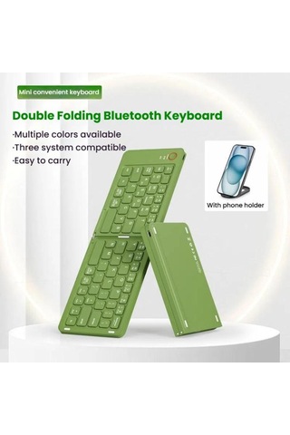 B023 İki Katlanır Taşınabilir Mini Kablosuz Bluetooth Klavye Siyah