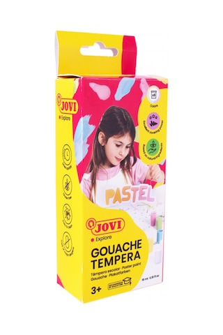 Jovı 520p Guaj Boya 15ml Kavanoz + Fırça Pastel Renkler - 6'lı Kutu Renksiz