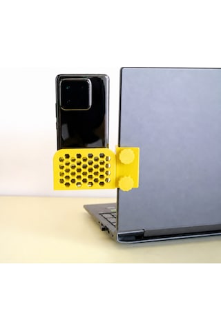 Buradabulabilirsin 3d Baskı Monitor Telefon Tutucu - Petek Desenli Laptop Kenar Telefon Tutucu-sarı Bbz