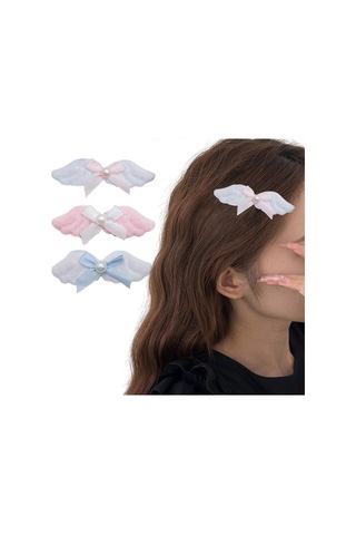 Tüylü Melek Kanadı Fiyonk Saç Yan Tokası El Yapımı Perçem Tokası Saç Tokası Kız Kadın Zarif Toka Kadife Kumaş Başlıkbeyaz Çok Renkli