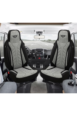 Plkt Serisi Fiat Ducato 2015 Ve Sonrası İle Uyumlu Pilot Oto Koltuk Kılıfı, Gri/siyah