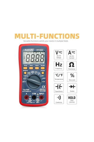 Astroai Dijital Multimetre 4000 Counts Test Cihazi Dt132a